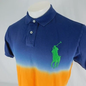 Polo Ralph Lauren Azul Ombre Big Pony Hombre Camisa Polo Talla L Calce Personalizado - Imagen 1 de 11