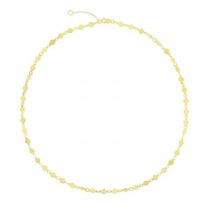 7" Polished Mirror Chain Bracelet Real 14K Yellow Gold 1.2gr - Picture 1 of 2