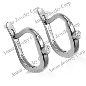 18mm Genuine Diamond Earrings in Solid 14k White Gold 18 mm #E1446 - Picture 1 of 5