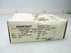 NEW ASHCROFT INDUSTIAL DURALIFE GAUGE 2-1/2" 25-1009-AW-02L-400#-XSG - Picture 1 of 3