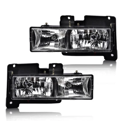 Faros cromados con bombillas aptos para camioneta Chevy GMC C10 C/K 1988-1998 Foto 1 de 4
