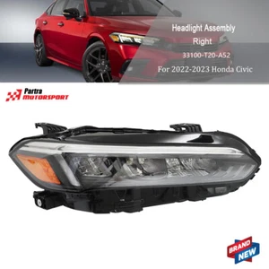 Headlight Assembly Fit For Honda Civic Sport Touring 2022-2023 RH Side Clear - Imagen 1 de 12