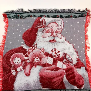 Manta de tiro de Santa 44" x 54" borde de flecos de acebo 44 x 54" - Imagen 1 de 10