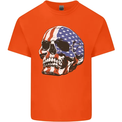 Camiseta A USA Human Skull Flag America Niños Niños Niñas Foto 1 de 4