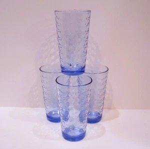 Lot 4 Highball Glass Tumblers Circleware Ice Blue Square Optic 6" Tall 16 oz EUC - Picture 1 of 5
