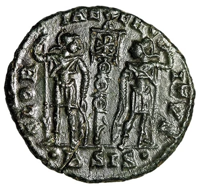 Constans I Nummus "Soldiers,  Chi-Rho Christogram Banner" Siscia Extremely Fine - Image 1 of 4