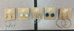 New Plunder Earrings Sets ,Lot Of 5 (silver, Blue, Gold Tones ) - Picture 1 of 6