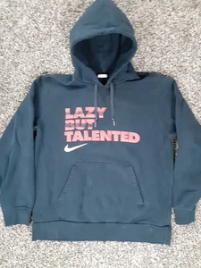 Mens Large Nike Sportswear Lazy But Talented Black Fleece Hoodie - Picture 1 of 9