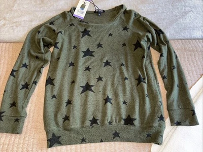 Nuevo Suéter Para Mujer XS Verde Ejército Con Estrellas Buffalo David Bitton Foto 1 de 4