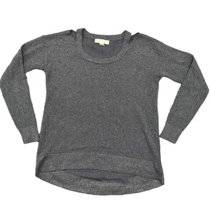 Michael Kors Gray Cotton Blouse Size M Preowned U Neck Key Hole Shinny - Picture 1 of 8