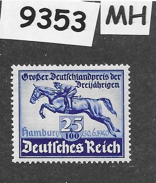 Sello MH como nuevo B172 / 1940 cinta azul carrera de caballos Hamburgo Alemania #9353 Foto 1 de 1