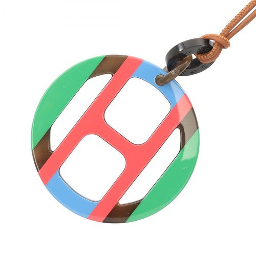 HERMÈS Hermes H Ekip Collana Gioielli Corno di Bufalo Lacca Donna Rosa Multicolore Us