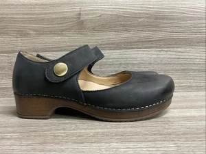 Zoccoli Mary Jane Dansko Beatrice con pelle nera taglia 39 8,5-9 US Preppy - Foto 1 di 7
