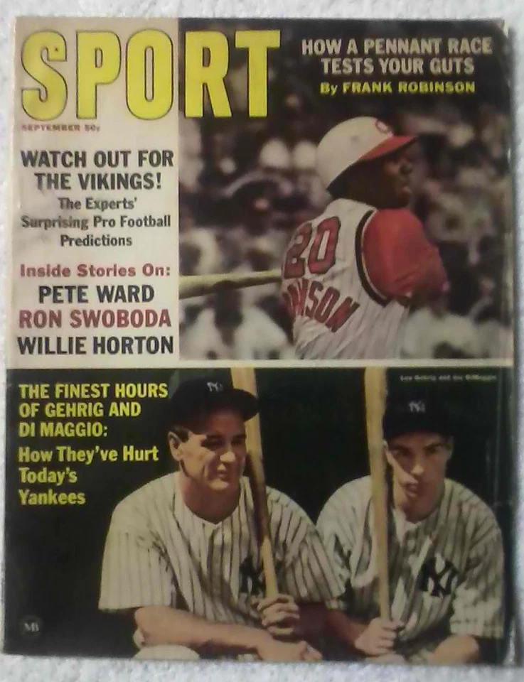 Revista deportiva, septiembre de 1965, cubierta de L. Gehrig, J. DiMaggio y F. Robinson, ¡excelente estado! Foto 1 de 1