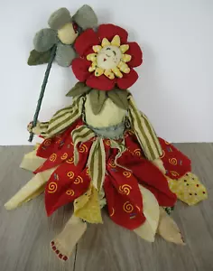 VTG Flower Fairy Cloth Ragdoll Tender Heart Treasures 17 in Garden Red Green - Picture 1 of 10