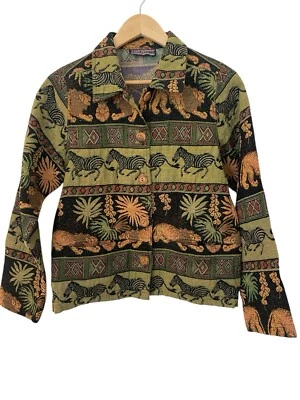 New Identity Womens Tapestry Animal Print Button Down Jacket Size Medium Vintage - Image 1 of 4