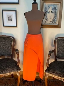 Orange Split Wrap Midi Skirt (US Size 6 - Sizes Small-Medium) - Picture 1 of 4