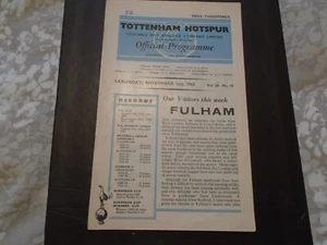 Tottenham Hotspur v Fulham Football League Division 1 Programme 2/11/63 - Picture 1 of 1
