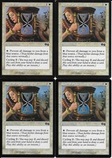 MTG: RUNE OF PROTECTION: BLUE Urza's Saga COMMON; played, Excellent condition x4