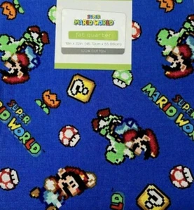 Nintendo Super Mario World video game Fabric FQ Fat Quarter 18 x 22 100% cotton - Picture 1 of 1