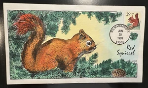 FDC Collins Hand-Painted #2489  RED SQUIRREL single  Perfect!!! - Picture 1 of 1