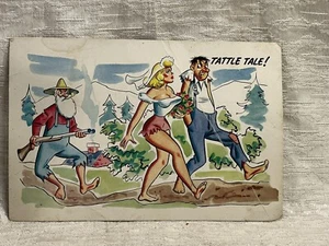 1950’s Jumbo Laff Card “Tattle Tale!” Vintage Postcard Folded -- 5893 - Picture 1 of 6