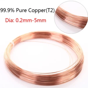 T2 Solid Bright 99.9% Pure Copper Wire Uncoated Diameter 0.2mm~5mm Conductive - Picture 1 of 7