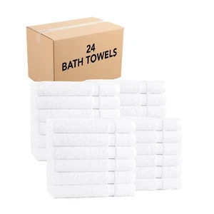 Admiral Hospitality Bath Towels 24x50 (Bulk Case of 24), White, Cotton Blend - Picture 1 of 8