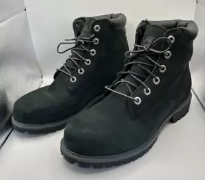 Timberland 6939R Herren Schuhe EU42 UK8 Leder Schwarz Stiefel Logo Schnürung High Top - Bild 1 von 13