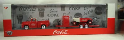 M2 Machines Coca-Cola 1956 Ford F-100 & 1932 Ford Roadster on Trailer 1/7200 - Image 1 of 4