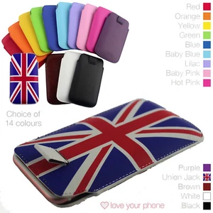 Quality Excellent Protection Slide In Slim Pull Tab Pouch Phone Case✔Union Jack - Picture 1 of 6