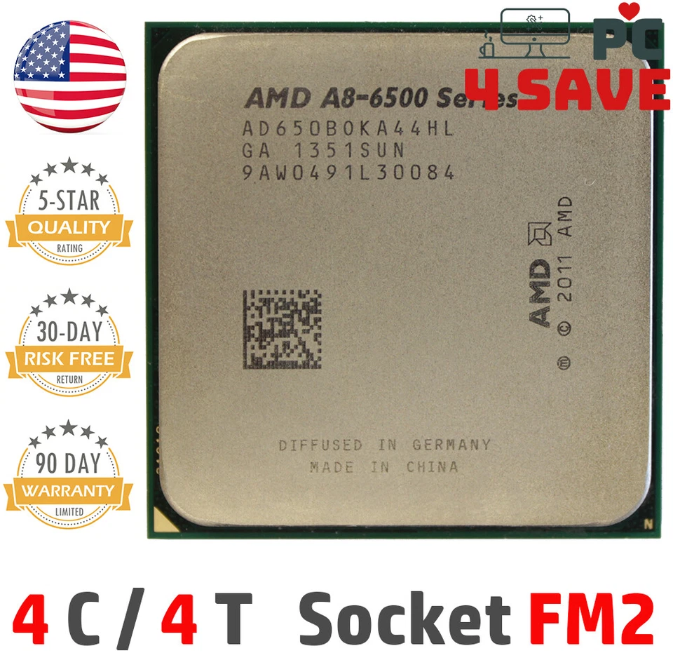 AMD A8-6500B APU 3,5 GHz 4 núcleos Socket FM2 Richland CPU de escritorio AD650BOKA44HL Foto 1 de 2