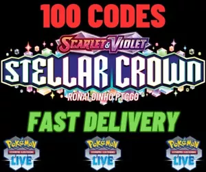 100x Stellar Crown Codes Booster Pokémon TCG LIVE - PTCGL - SENT FAST - Picture 1 of 1