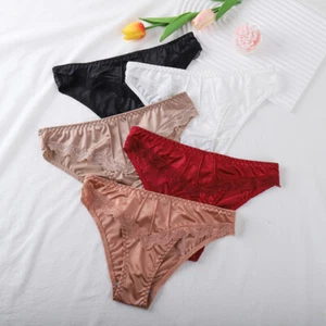 Women Shiny Satin Silky Knickers Sexy Briefs Underwear Lace Panties Seamless - Picture 1 of 28