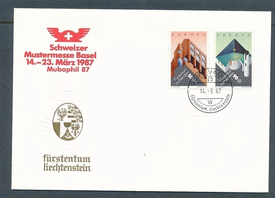 D441979 Liechtenstein Stamp Expo Cover Europa CEPT 1987 Architecture - Image 1 of 1