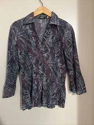 Camisa Domani Cuello Abotonado ~ Talla L ~ Púrpura, Gris, Blanco ~ Media Manga Foto 1 de 4