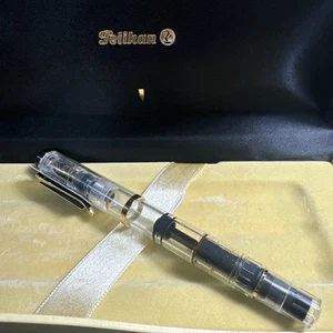 Pelikan Souveran 14k Gold Blue Demonstrator Fountain Pen 14C-585 Gold F Nib Read - Picture 1 of 24