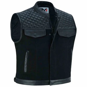 Chaleco de motociclista textil chaleco de club sombrero chaleco rockero chaleco de motocicleta negro ligero  - Imagen 1 de 4