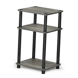  Just 3-Tier Turn-N-Tube End Table 1-Pack, Plastic Poles French Oak Grey/Black - Picture 1 of 6