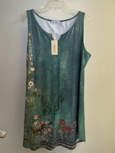 Ekouaer Damen Tank Kleid XXL 2XL Grün Boho Bohemian Print Neu mit Etikett Brustweite 50” - Bild 1 von 10