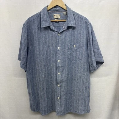 Original Weatherproof Vintage Linen Short Sleeve Button Down Shirt Blue 2XL - Image 1 of 4