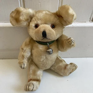antiker Vintage Mohair Teddybär Glocke mit Gelenken Made In Japan - Bild 1 von 10