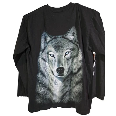 Camiseta Rock Eagle Vintage Wolf Gráfico Manga Larga Para Hombre 2XL 50-52 Negra Foto 1 de 4