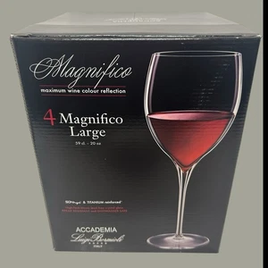 4 Luigi Bormioli Accademia Magnifico Large 20oz Wine Glasses Made In Italy NIB - Bild 1 von 14