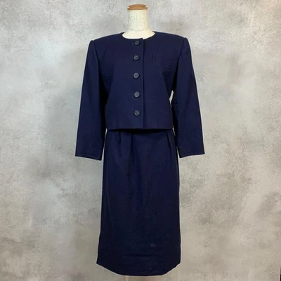 Conjunto de Falda Retro Formal Azul Marino Yves Saint Laurent, Talla M, 100% Lana, Para Mujer U7406 Foto 1 de 4