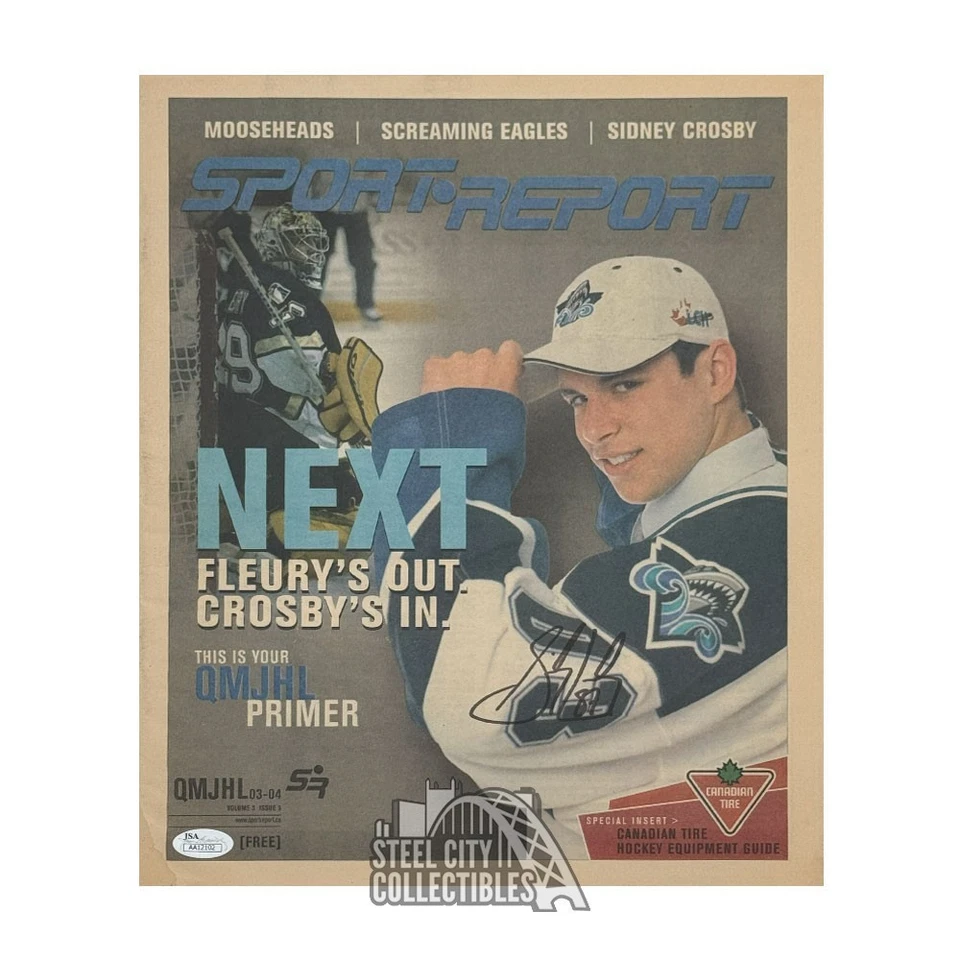 Revista de hockey autografiada por Sidney Crosby 2003-04 Sport Report - JSA Foto 1 de 1