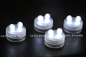 10 WHITE SUPER Bright Dual LED Tea Light Submersible Floralyte Party Wedding - Picture 1 of 2