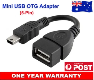 Cable Adaptador Mini USB 5 pines OTG Ángulo Recto Izquierdo Enchufe Recto Alimentación Extra AU - Imagen 1 de 15