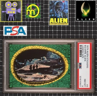 1979 Topps Alien Sticker - 8 Bizarre Alien Landscape - PSA 8 NM-MT - Image 1 of 4