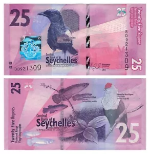 Seychellen 25 Rupien (2016) - Vögel/Fische/Blumen - P48, B419a UNC - Bild 1 von 3